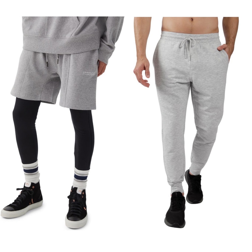Mens grey sweats shorts and pants bundle set